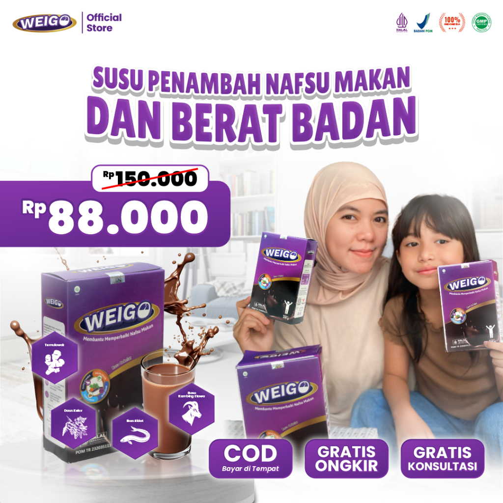 

WEIGO Susu Kambing Etawa Plus Herbal Penggemuk Badan Penambah Berat Badan Nafsu Makan BPOM Halal