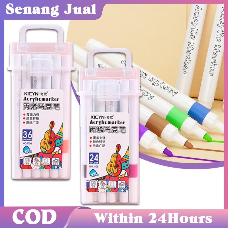 Spidol 24/36 Warna Minyak Propilen Ganda Set / Spidol Warna Warni 1 Set / 2 Sisi Spidol Warna