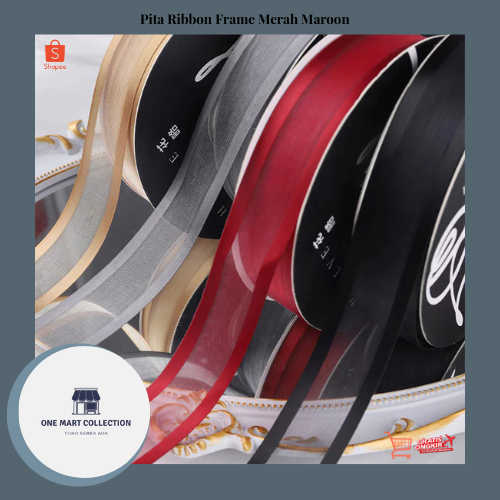 

(1 Meter) Pita Ribbon Frame Merah Maroon Lebar 2.5 cm