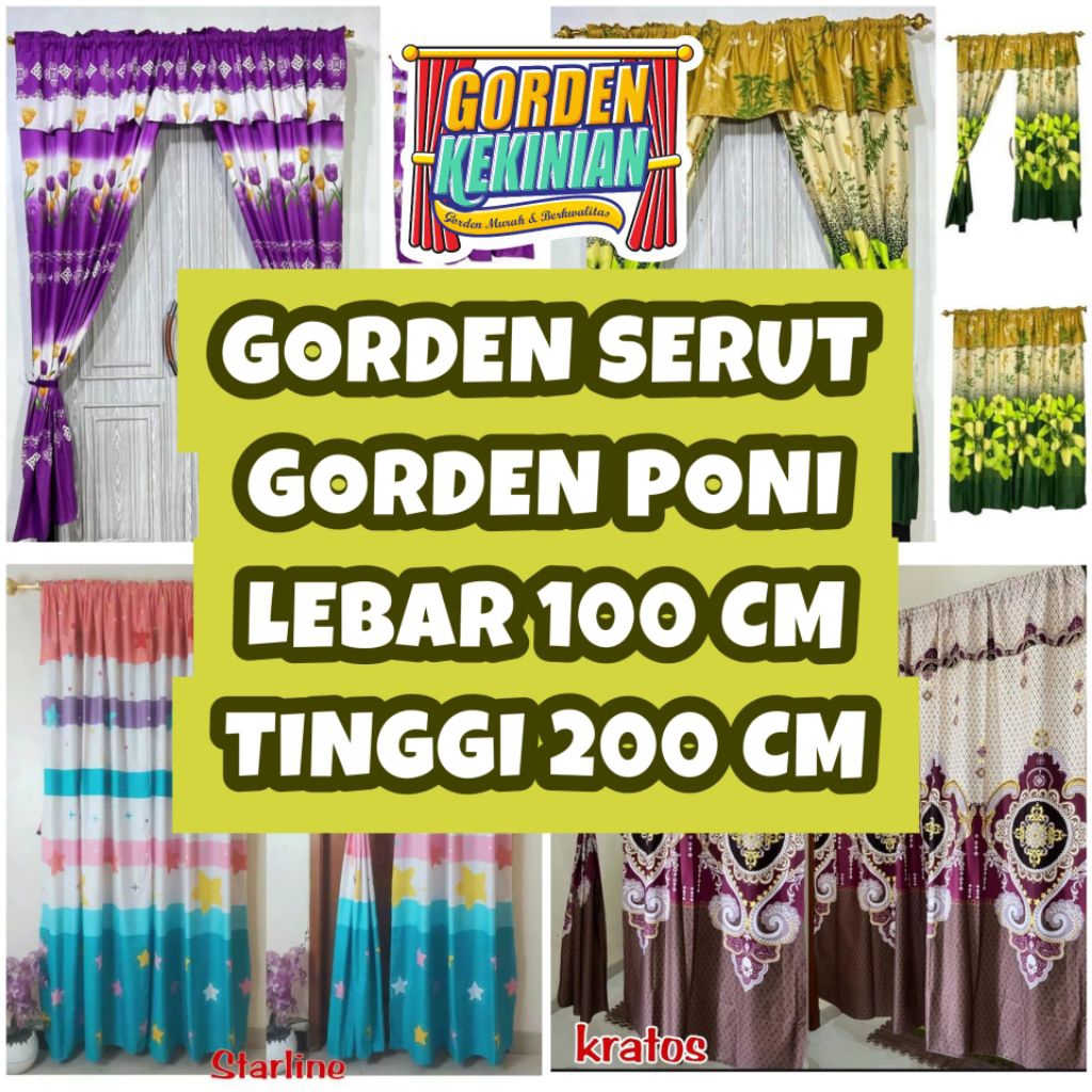 Gorden Serut Pintu Jendela Lebar 100 cm Tinggi 200 cm Gorden Poni Pintu Jendela Gorden Murah Gorden 