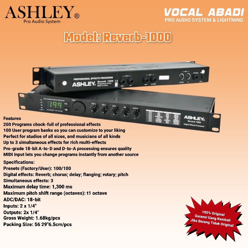 EFFECT VOCAL ASHLEY REVERB 1000