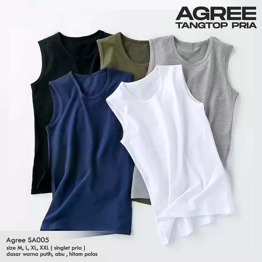 Tangtop PRIA AGREE SA005 / Kaos Dalam Tangtop Singlet Agree SA 005 Slim FIt Pria Dewasa