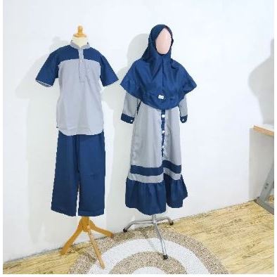 seragam TPQ koko dan gamis anak 3-15 tahun toyobo premium navy + abu