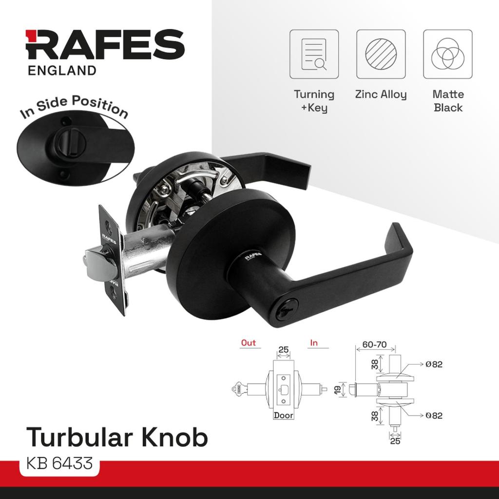 RAFES TURBULAR KNOB - RAFES HANDLE KNOB - ZINC ALLOY - MATTE BLACK - KB 6433