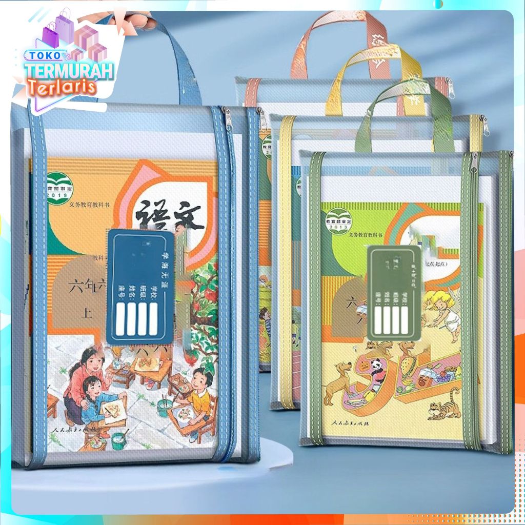 

TTT Tas Buku dan Alat Tulis Map A4 Dua Slot File Folder Tas Mesh Dokumen Transparant A4 Zipper 2 in 1 Multifungsi Totebag Buku Transparan Jaring