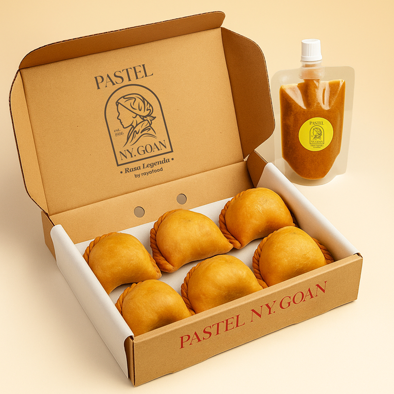 

Pastel Ny. Goan - 6 Pcs | Varian Ayam Original & Daging Sayur + Sambal Kacang Spesial