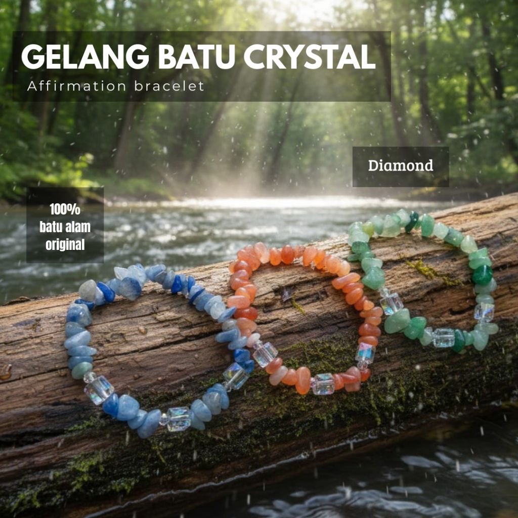 gelang batu kristal gelang affirmasi gelang batualam asli