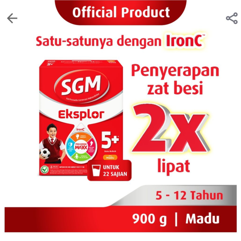 

Sgm Eksplor 5+ Pro-GressMaxx susu pertumbuhan madu 900gr