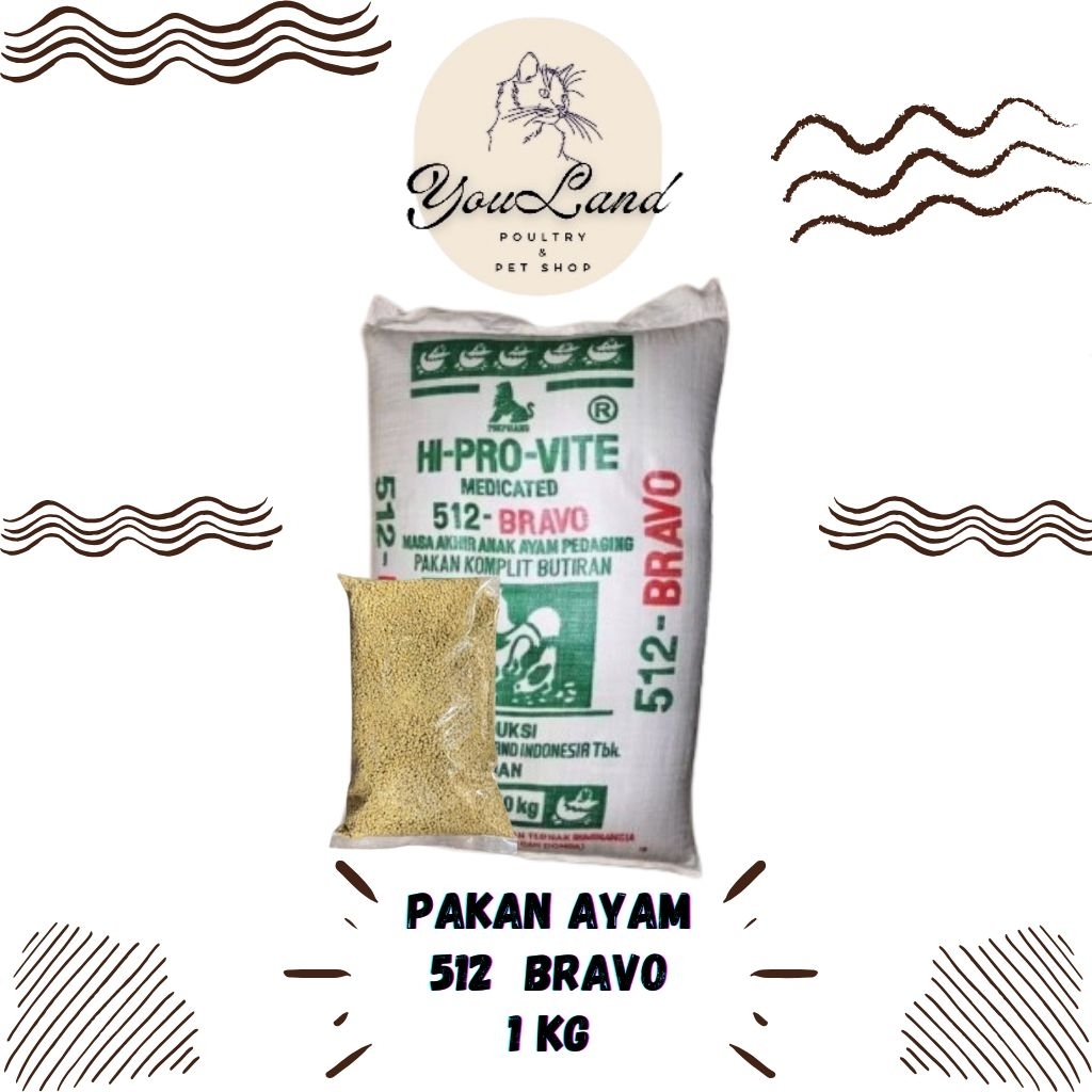 Pakan Ayam 512 Bravo Hi-Pro-Vite Pakan Ayam Pedaging 1kg Repack