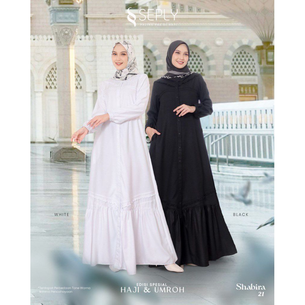 GAMIS SEPLY SHABIRA 21 BLACK  WHITE / GAMIS SEPLY / GAMIS REMAJA / GAMIS REMAJA TERBARU / GAMIS SEPL