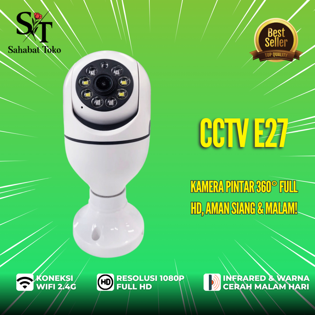 CCTV E27 Mini Nirkabel WiFi Camera Full HD Spy Cam Kamera Pengintai Pengawas Keamanan Rumah Kantor N