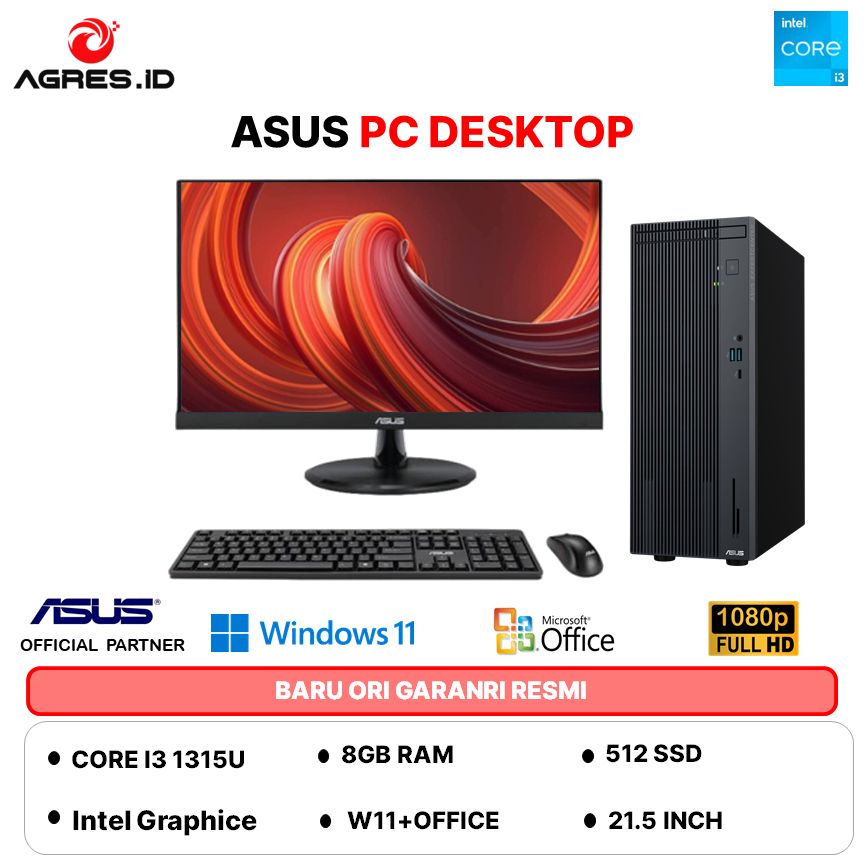ASUS PC DESKTOP KOMPUTER P500MV I3 1315 8GB 512GB W11+OFFICE GRY -385018WS GARANSI RESMI