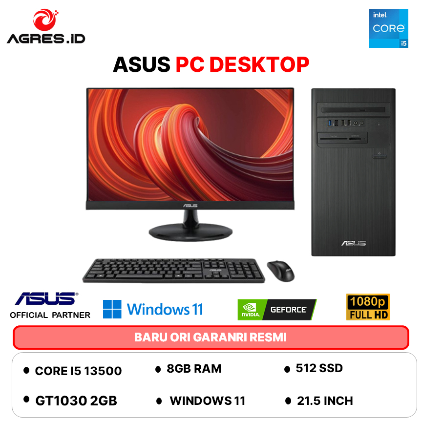 ASUS PC DESKTOP S500TE I5 13500 GT1030 2GB/ 8GB 512GB W11+OFFICE PERMANEN 2Y BLK -585030002W