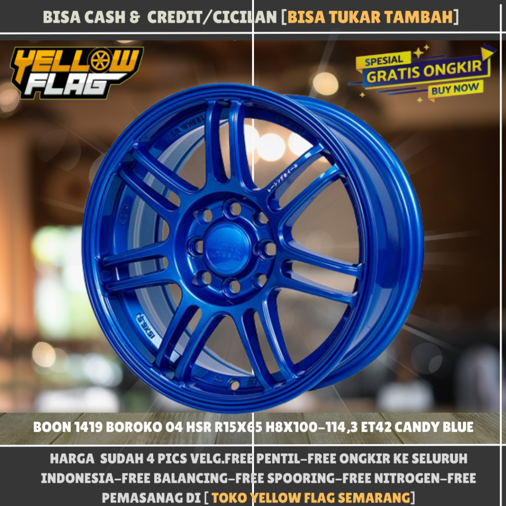 Velg Mobil Ring 15 Murah Hsr Boon R15 Warna Biru Untuk Avanza Livina Confero Spin Mobilio Ignis DLL
