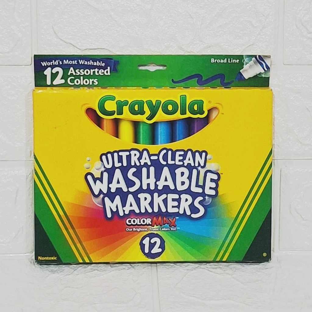 

CRAYOLA Broadline Markers Ultra Clean Washable Set 12 pcs / Spidol Crayola Bisa Dihapus Aman untuk Anak/Balita (Original)