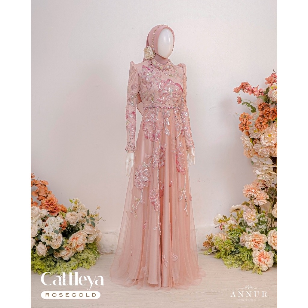 Annur Label Pre Order Cattleya dress wedding bordir dull payet maternity kondangan resepsi