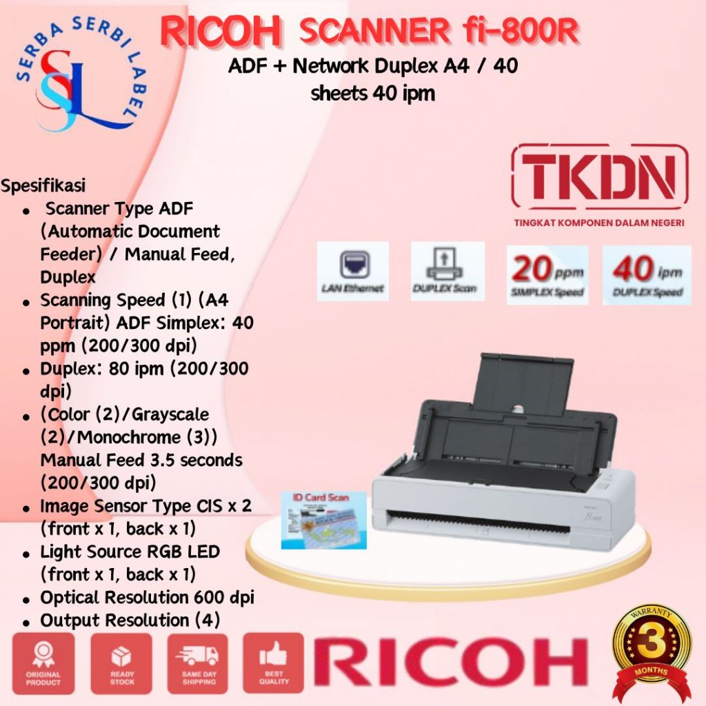 Scanner RICOH TKDN fi-800R  TKDN fi800R PortableScannerF4 withADF|Scanner RICOH TKDN fi-70F