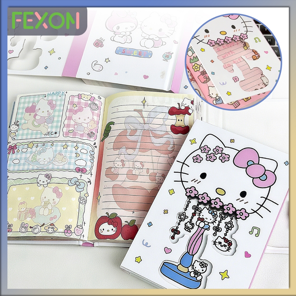 

[COD] FEXON Notebook Magnetik Lipat Tiga | Buku Jurnal Desain Hollow Kreatif | Buku Catatan Hello Kitty Halaman Full Color