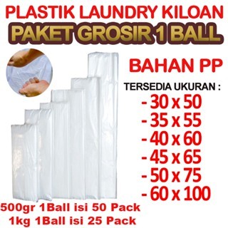 Plastik Laundry / Plastik PP Laundry / Plastik Laundry Kiloan / kantong Plastik PP Bening PAKET 1 BA