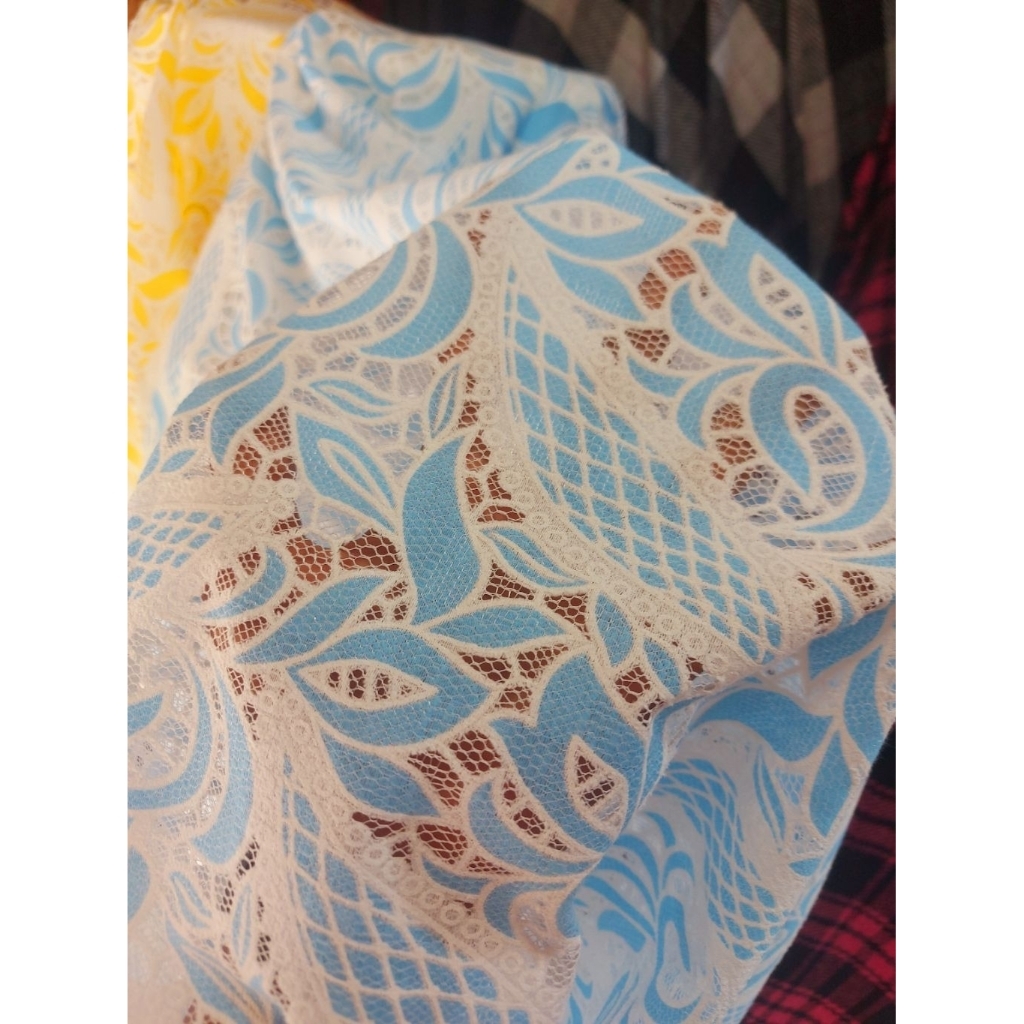 kain brokat premium - kain brokat bordir - kain brokat luxury - kain brokat katun prada (baby blue )