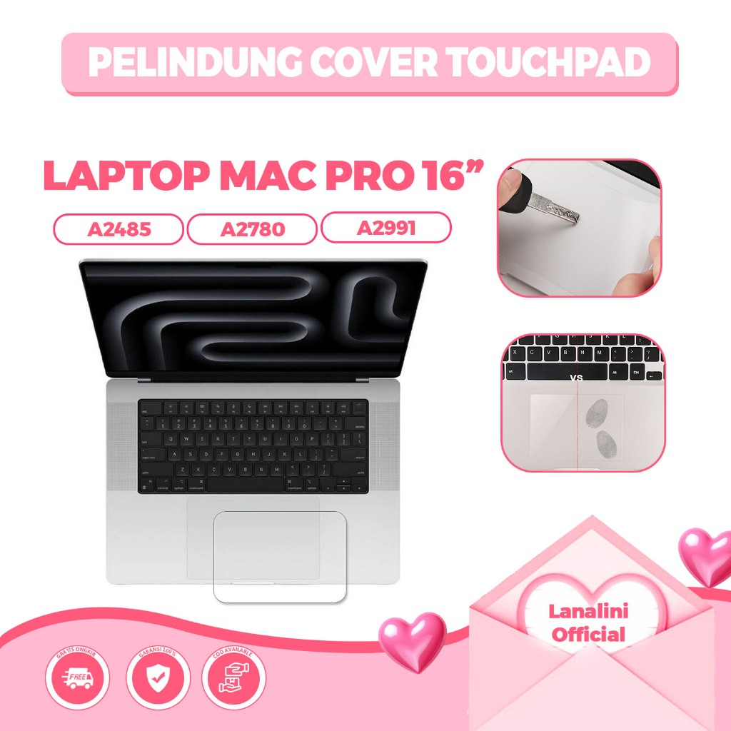 Cover Protector Permukaan Touchpad Laptop Macbook Pro 16 Inci Chip M1 M2 M3 Tipe A2485 A2780 A2991 A
