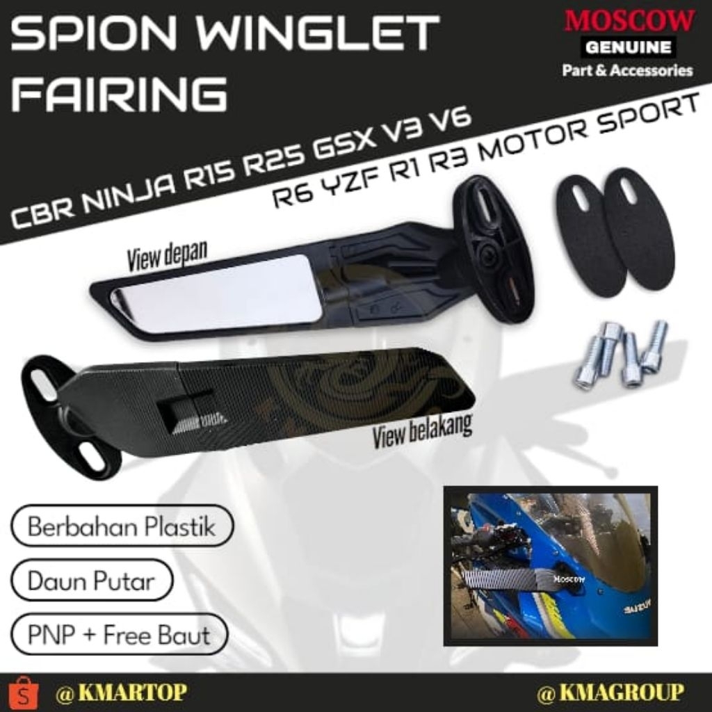 SPION WINGLET FAIRING DAUN PUTER MOTOR SPORT CBR NINJA R15 R25 GSX V3 V6 R6 YZF R1 R3