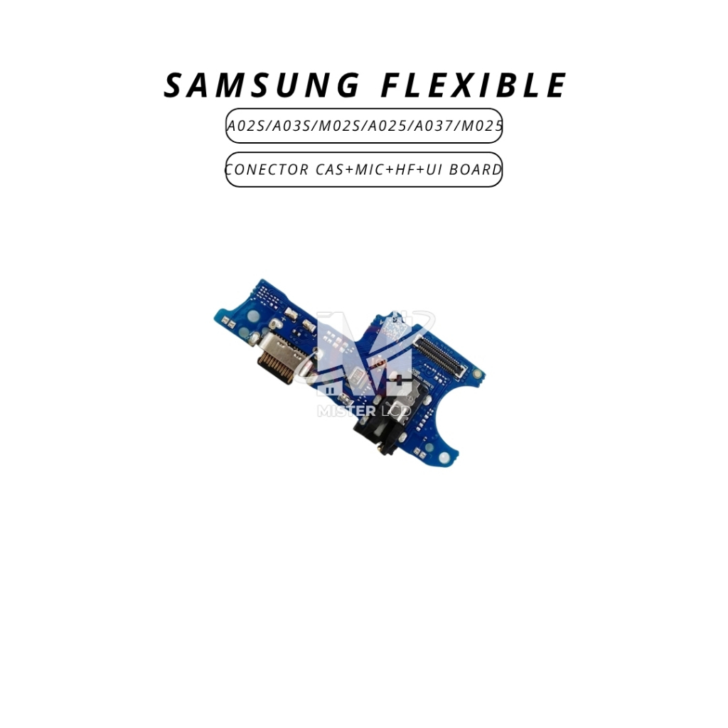 FLEXIBLE SAMSUNG A02S / A03S / M02S / A025 / A037 / M025 CONECTOR CAS + HANDSFREE + MIC + UI BOARD