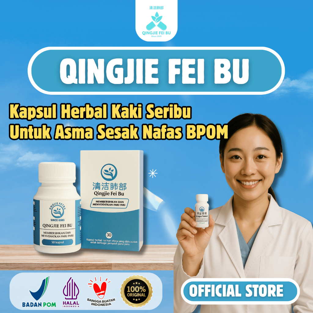 QINGJIE FEI BU 30 - Kapsul Herbal Kaki Seribu Untuk Sesak Nafas Asma