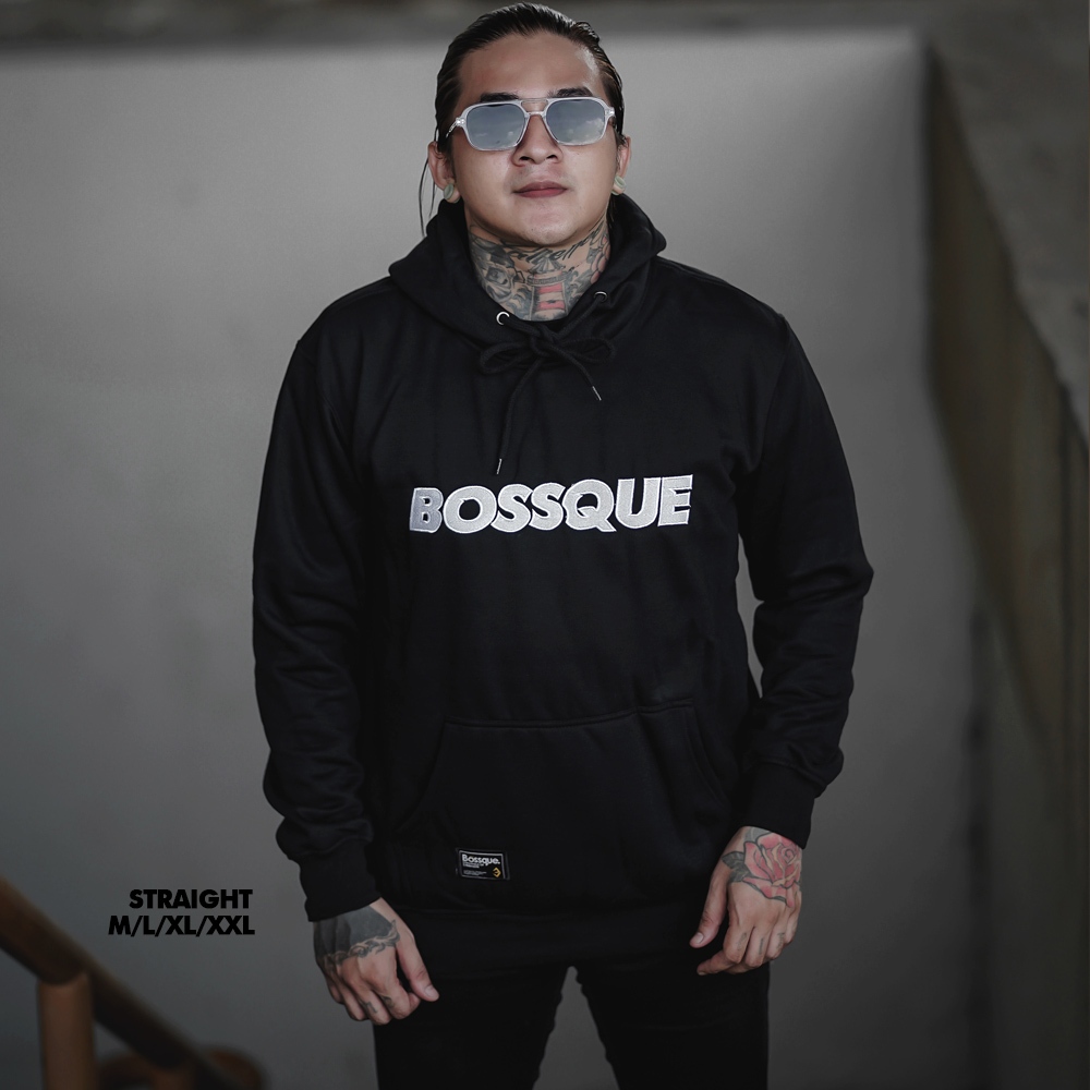 Bossque - Straight Hoodie Bordir Jumper Sweater Pria Pullover Jaket Hoodie Sweter Jaket Pria Simple