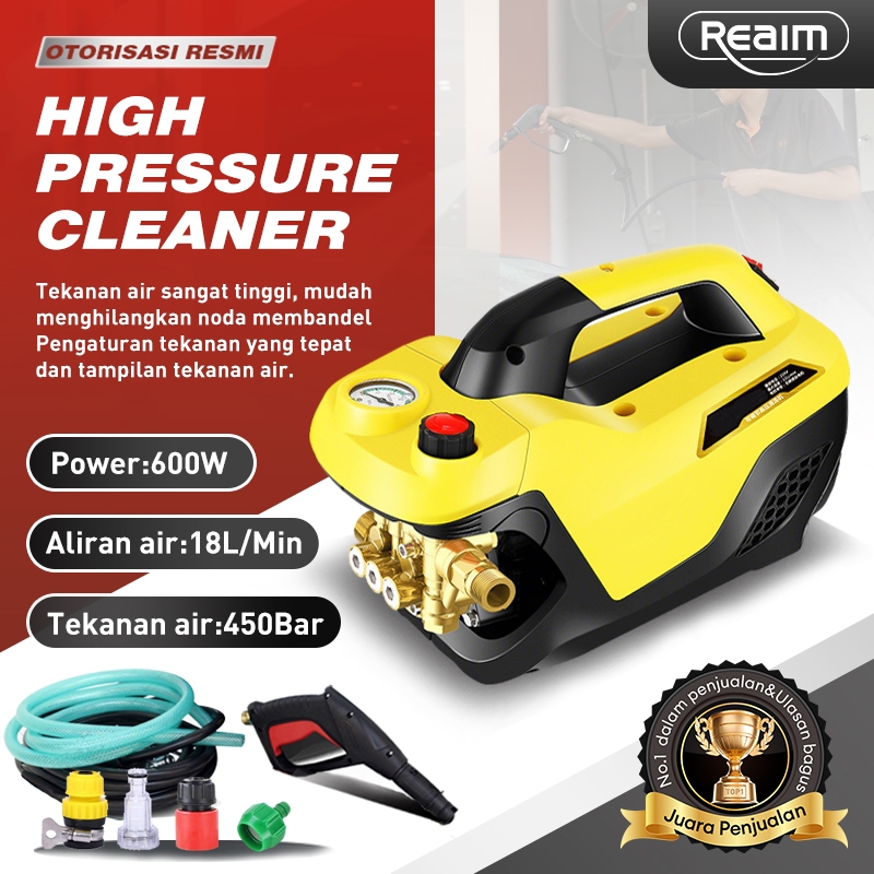 cocouidshop Reaim 600W Jet Cleaner 450Bar Mesin Cuci Motor Jet Cleaner Mesin Cuci Mobil Alat Cuci