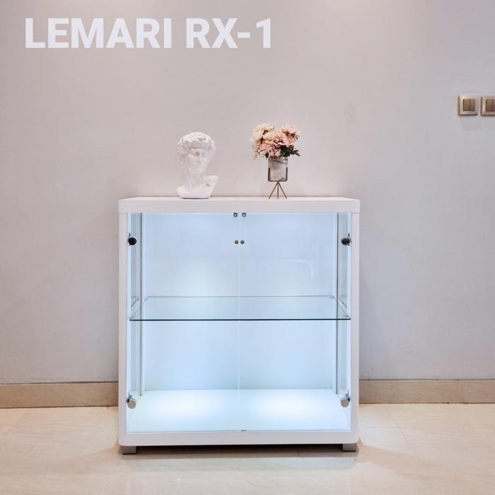 RX1 Lemari Pajangan Display Cabinet 1 Rak Kaca Full Tempered Glass Kecil Pajang Tas Tempat Koleksi D
