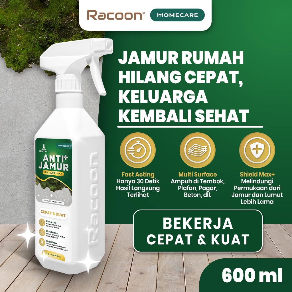 RACOON Spray Anti Jamur Instant Max 600ML  | Anti Lumut / Black Mold & Jamur Dinding / Jamur Plafon