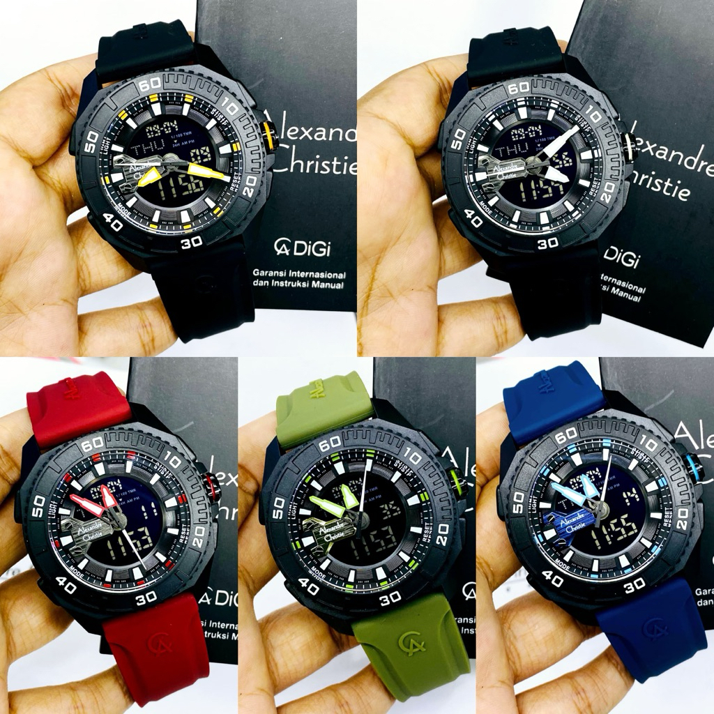JAM TANGAN PRIA ALEXANDRE CHRISTIE AC 9502 AC9502 / AC 9377 AC9377 BLACK RUBBER ORIGINAL