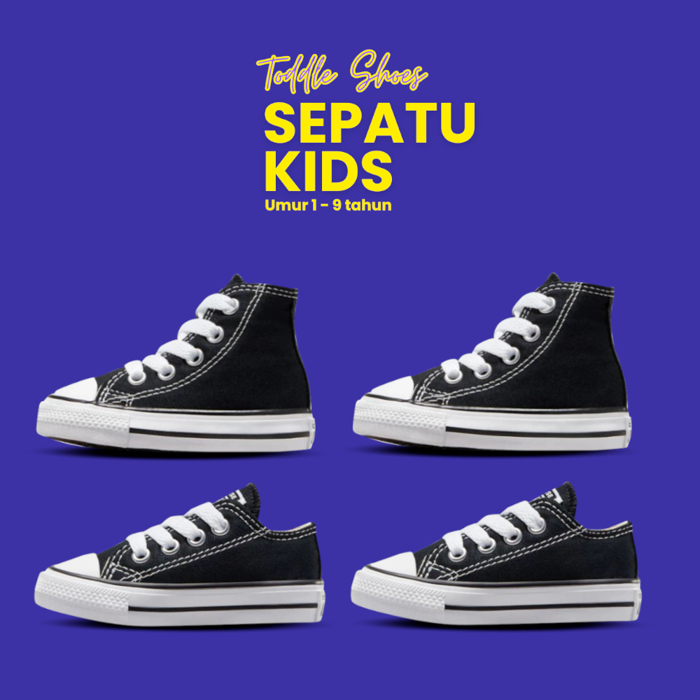 Sepatu  Anak - Hitam Converse all star | Sekolah TK, SD, SMP - Sneaker Casual Anak Laki-Laki & Perem
