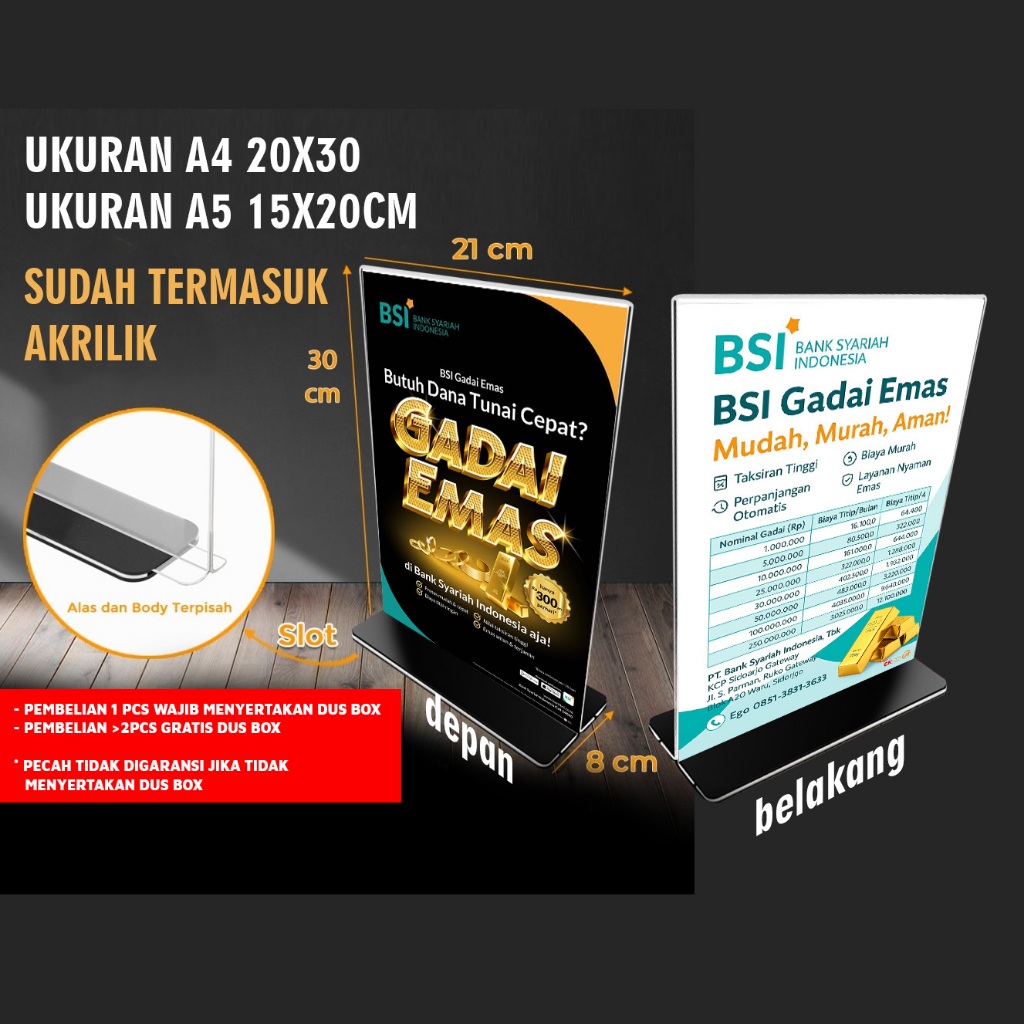 

AKRILIK BSI DAFTAR HARGA GADAI EMAS CETAK 2 MUKA