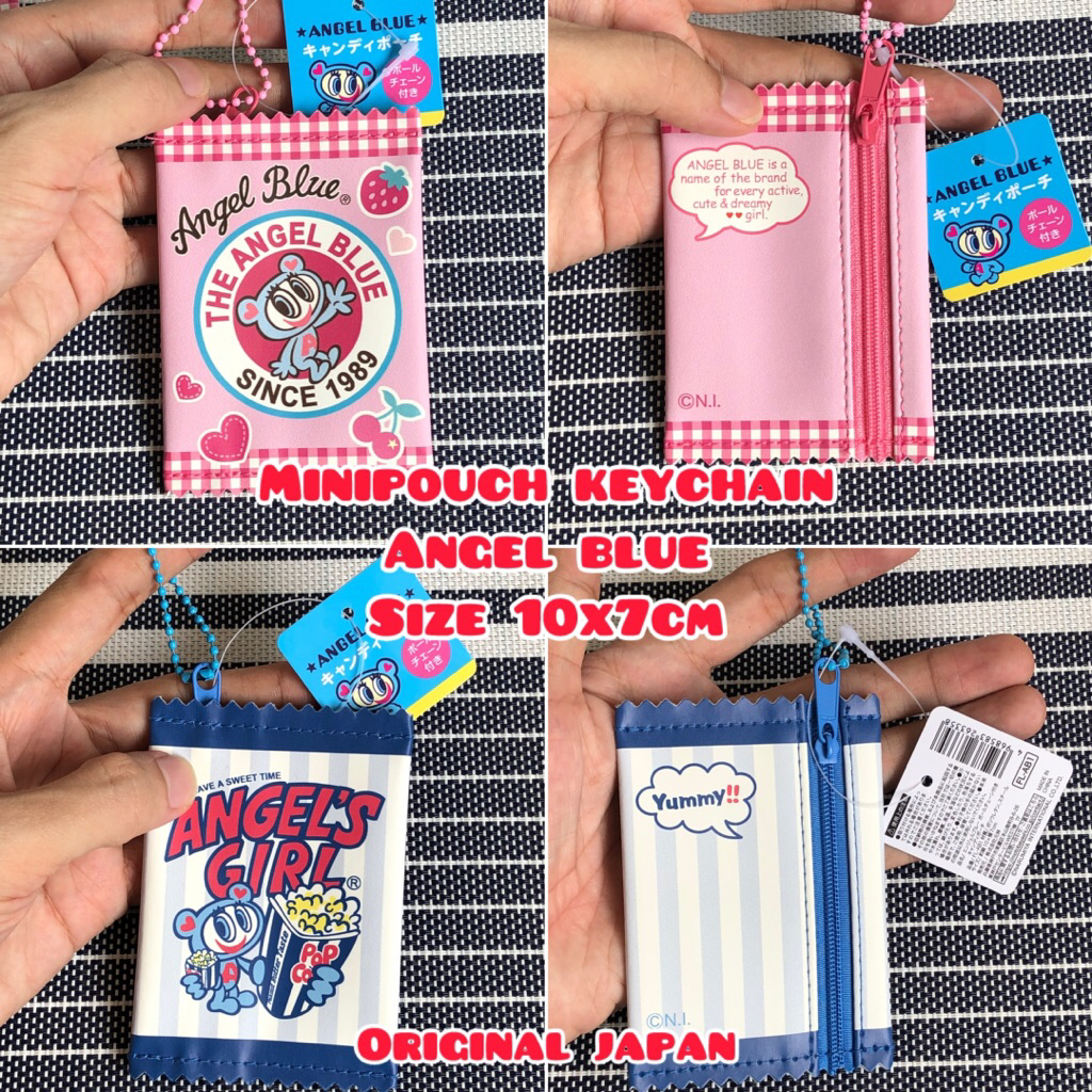 angel blue mini pouch keychain original japan
