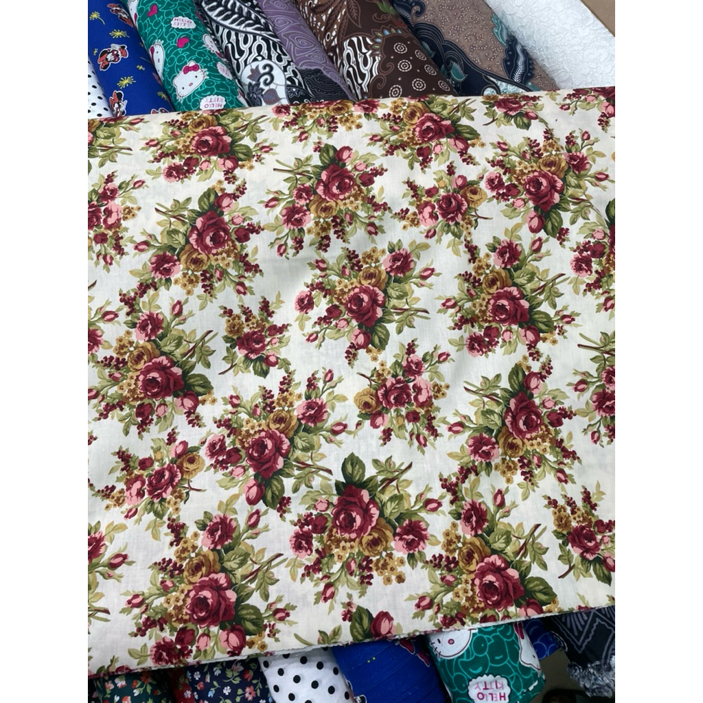 kain katun jepang motif bunga - kain katun jepang motif premium b