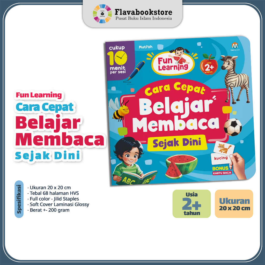 Ziyadbooks Buku Cara Cepat Belajar Membaca Sejak Dini Fun Learning untuk Anak Usia 2 Tahun + PAUD TK