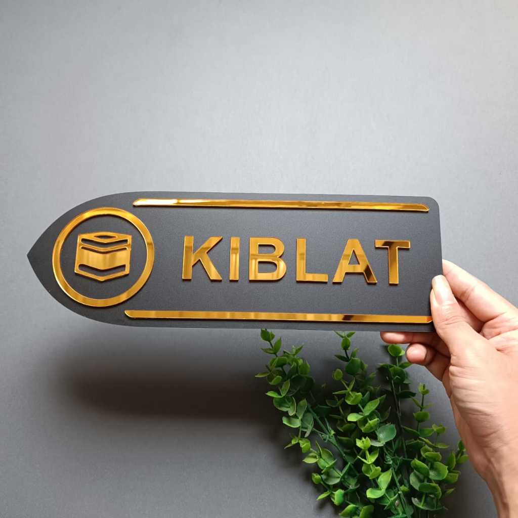 Tanda Arah Kiblat Akrilik Tempel – Penunjuk Kiblat Masjid Mushola