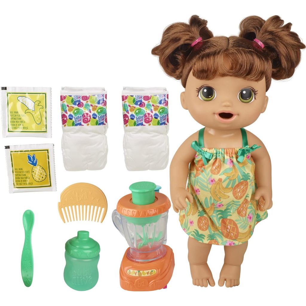STOK TERBATAS BABY ALIVE MAGICAL MIXER BABY DOLL TROPICAL TREAT WITH BLENDER ACCESSORIES, DRINKS,
