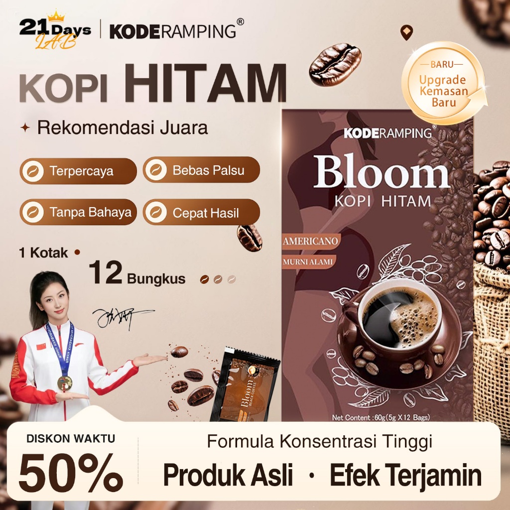 

KODERAMPING 21Days Coffee Americano-Bloom Kopi Hitam Arabika(12Sachet/Box) Halal