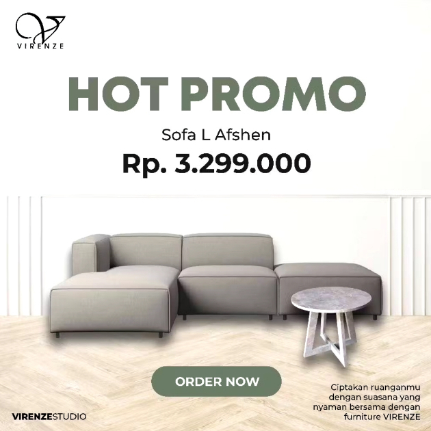 Sofa L Afshen Sofa Minimalis Moderen Virenze Semarang, Solo, Yogya, Magelang, Salatiga, Ungaran