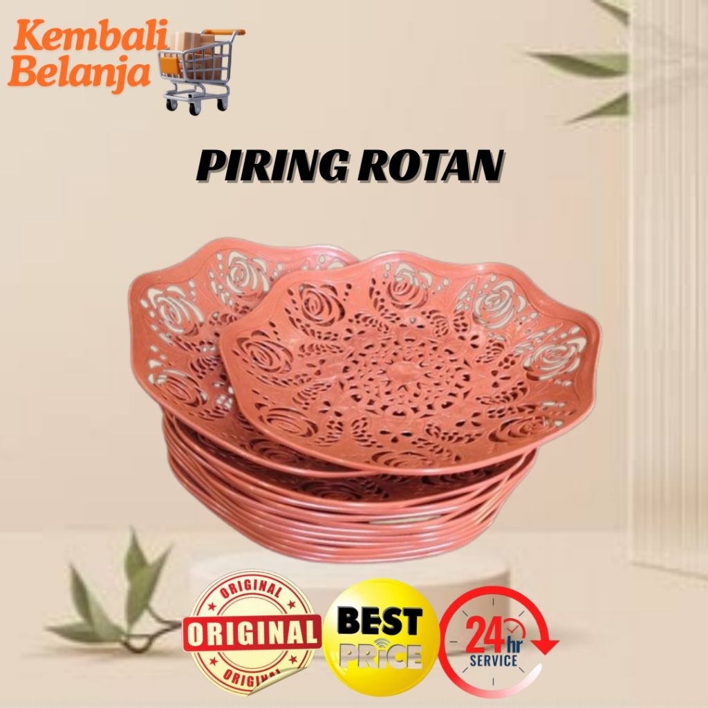 Piring Rotan Plastik Tebal 1 Pcs/ Piring Rotan Diameter 22 Cm/ Piring Plastik/ Piring Rotan Tebal