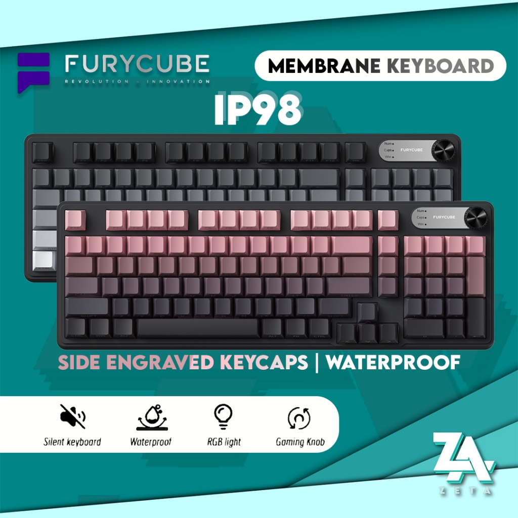 FURYCUBE IP98 Waterproof Membrane Keyboard 100% Keyboard Layout 98 Keys