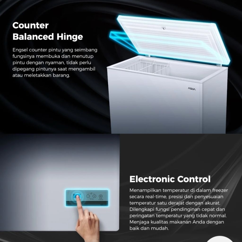 Chest freezer Aqua 300 liter tipe aqf320mc