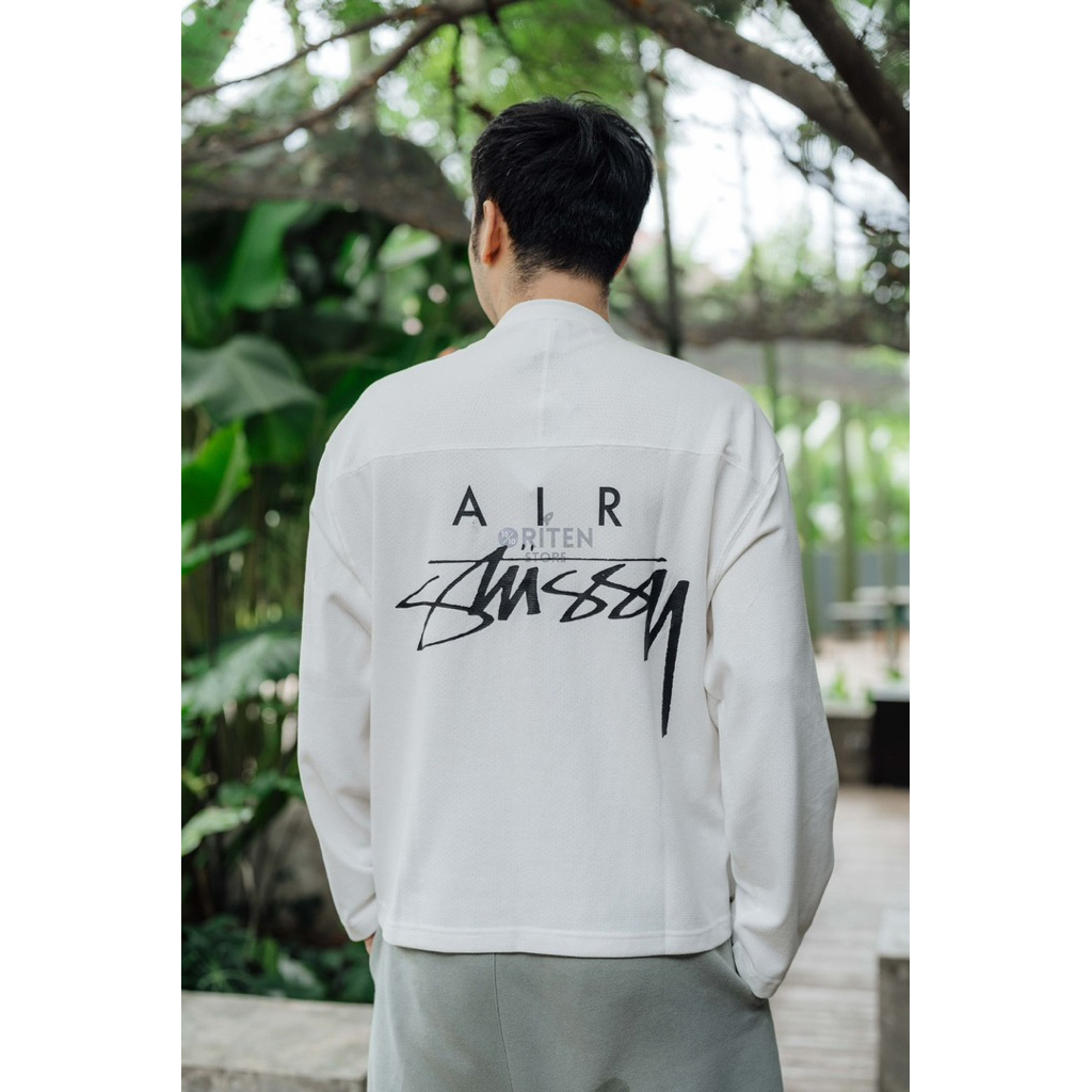 NIKE X STUSSY Long Sleeve Mesh Jersey White Original / Kaos Sweater  Stussy Authentic