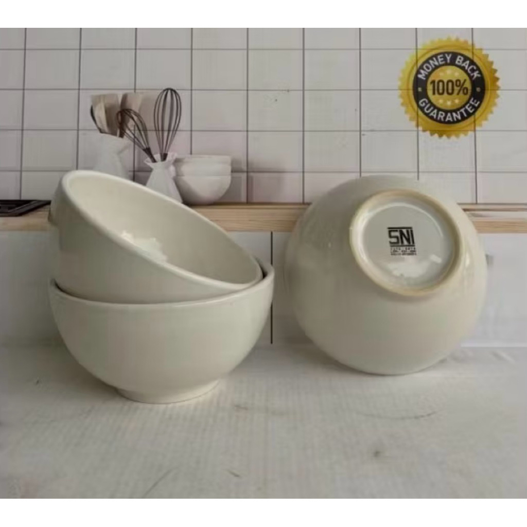 [HARGA untuk 6pc] MANGKOK SUP KECIL KERAMIK PUTIH POLOS UKURAN 5 inchi