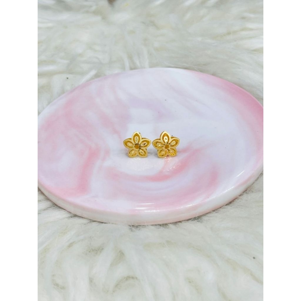 giwang bunga dove kristal elegant murah cantik emas asli kadar 700