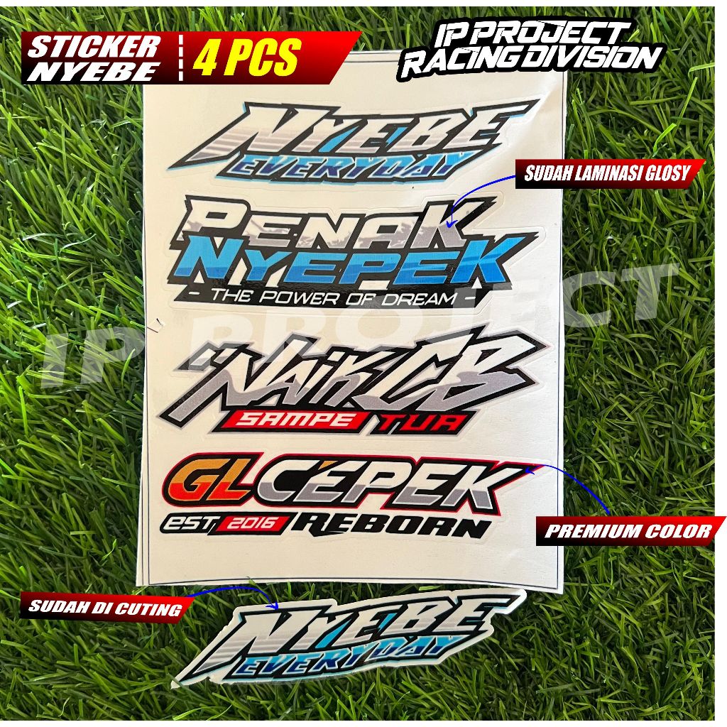 

STIKER NYEBE, CB, PENAK NYEPEK, NAIK CB, GL CEPEK STICKER 4 PCS SUDAH CUTING DAN LAMINASI GLOSY