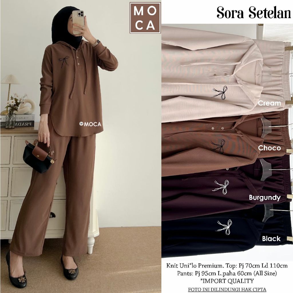 Sora Set Setelan Oneset Jumbo Allsize Busui Premium Knit Uniqlo Original Ori Moca Berlabel